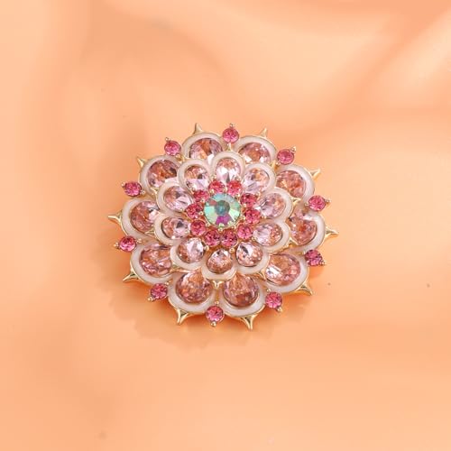 Image of Vintage Crystal Rhinestone Flower Brooch Pins for Women Fashion Snowflake Sunflower Brooches for Dress Suit Hat Accessories broach Jewelry