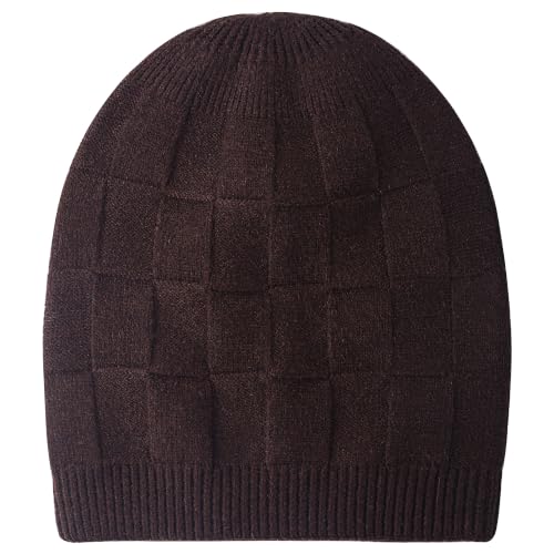 Sauoeo Winter Knitted Beanie Hat Women Men Warm Lined Ski Skull Cap Brown - image 1