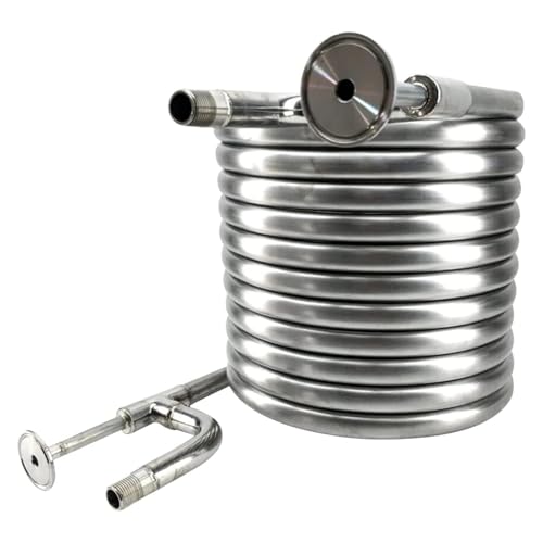 SUZEPER Stainless Steel Counterflow Wort Chiller, Homebrew Craft Beer Wort Cooler with 2 Out, 1.5Inch TC, 1/2