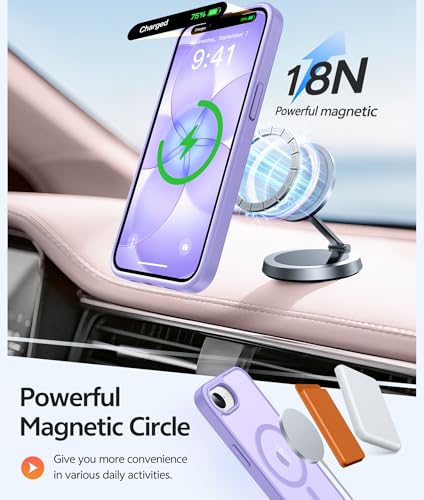 Image of FNTCASE for iPhone 17e Case: iPhone 16e Phone Case [Compatible with Magsafe] Translucent Matte Cases with [Screen Protector] Military Grade Shockproof Protective Phone Cover - Light Purple