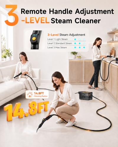 Image of Steam Cleaner, 3 Level Adjustable Handle with 18 Accessories