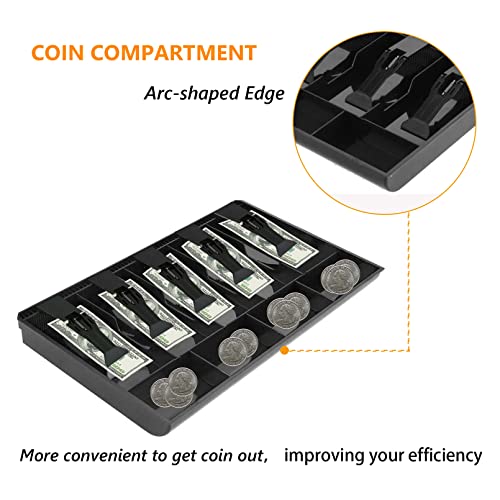 Money Tray Cash Register Drawer Insert Tray Portable Currency Till Replacement Money Organizer Storage Box With 5 Bills 4 Coins Compartments (5 Bills 4 Coins Plastic Clip) #TOP5
