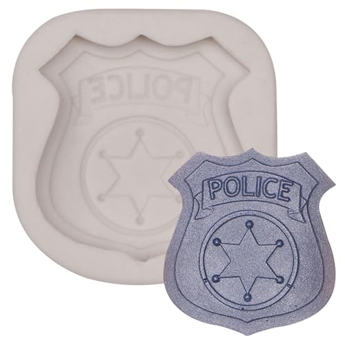 Shield Fondant Silicone Molds Policeman Set Chocolate Molds for Cupcake Topper Candy Cookies Butter Gum Clay Resin DIY Craft