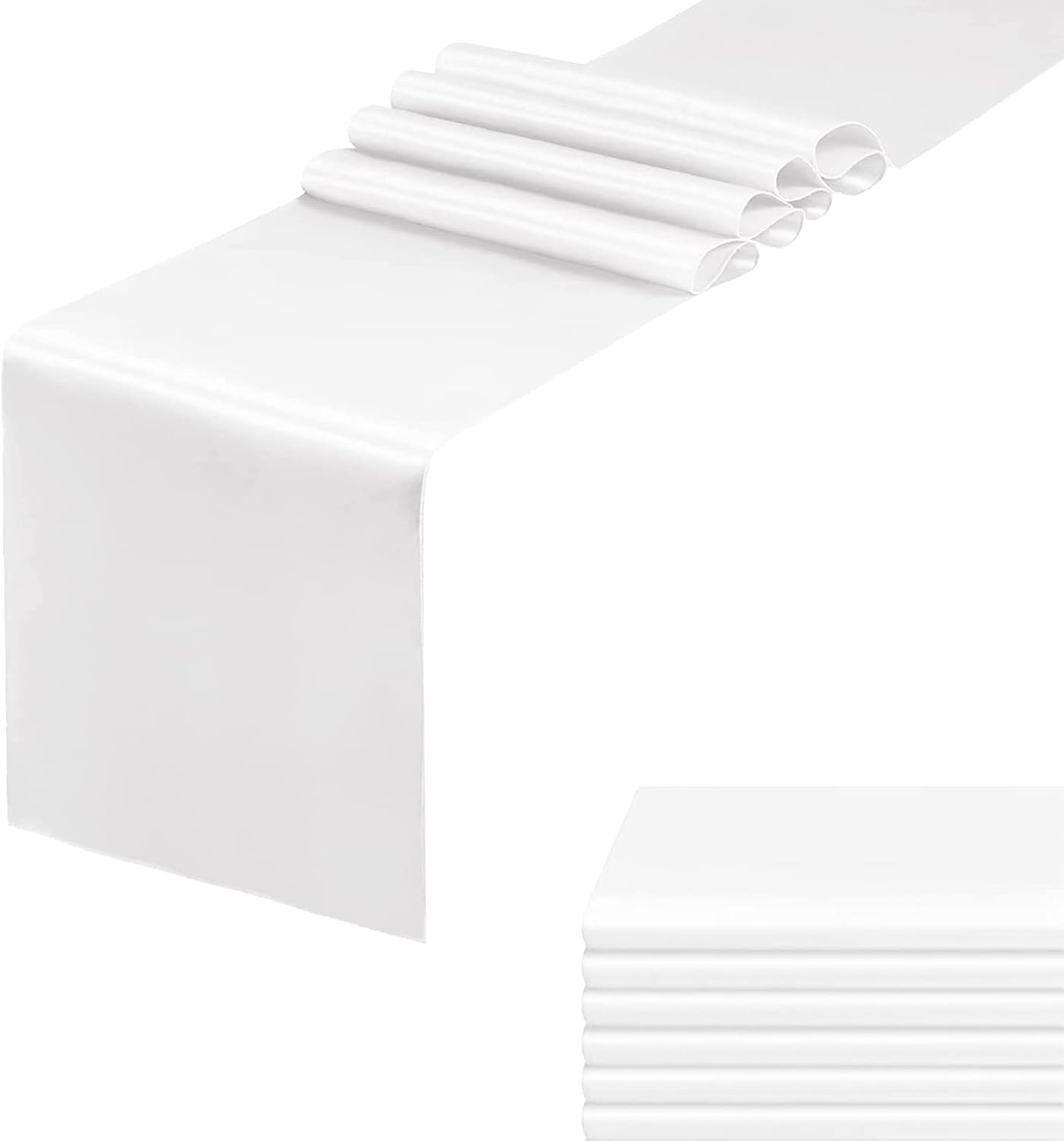 HMQIANG 6 Pack White Table Runners, Satin Table Runner