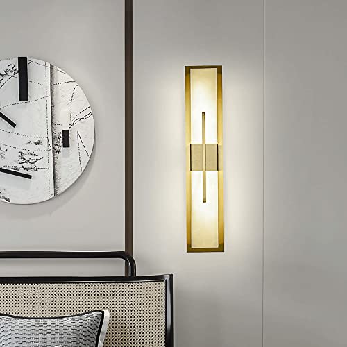 Lámpara de pared de latón rectangular con tecnología LED y estilo chino moderno 3