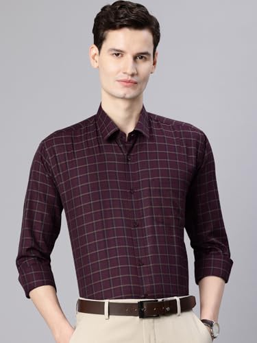 Image of Majestic Man Men's Pure Cotton Slim Fit Checkred Full Sleeve Classic Collar Everyday Formal Shirt