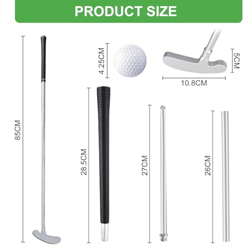 Flintronic Golf-Putter, 85CM Länge Golf Schläger mit 2 Übungs-Golfbällen, Putt Style Zwei-Wege-Kopf Tragbarer Abnehmbares Golfschläger für Wohnzimmer Office