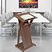 VERSSURE Wooden Podium Stand with Lockable Wheels,Mobile Podium for Classroom,Modern Presentation Blockboard Lectern for Churches Seminars and Schools (Walnut)