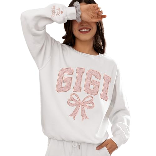 GODMERCH Personalized Embroidered Grandma Sweatshirt Chenille Patch Sweatshirt Gigi Mimi Grandma Nana Gifts Mothers Day4