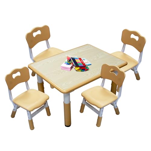 Goldshire Kids Table and 4 Chairs Set with Graffiti Desktop,