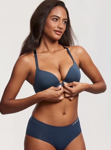 Image of DOBREVA Women's Push Up Bra Front Closure Racerback | Lace Back, Padded, Plunge, Tshirt, Cleavage, Sexy, Date, Soft, Everyday, Supportive