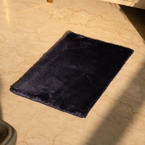 Image of Earthy Fables Plush Microfiber Bath Mat, Quick Dry, Anti-Skid, Water Absorbent, Non-Slip, Machine Washable Floor Rug, Shower Mat, Door Mat for Bathroom, Bedroom, 60 x 40 cm - Navy