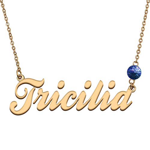 HUAN XUN Custom Choker Birthstone Tricilia Name Necklace Best