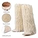 Fur Knee High Boots for Women Sexy Faux Fur Heel Boots Fold Over Pointed Toe Beige Suede Fall Boots for Party Evening Fashion Shows