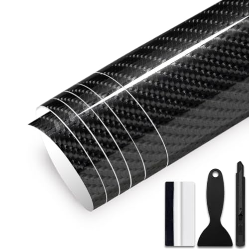 GRTHTATI 30cm x 150cm 6D Carbon Fibre Vinyl Wrap for Car Interior & Exterior Self Adhesive Bubble-Free Vinyl Film for Automotive Motorcycle Bike (6D Carbon Fibre 30cm x 150cm)
