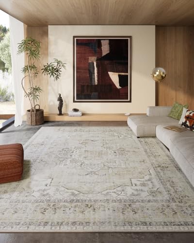 8x10 Area Rugs Washable Rug: Large Living Room Rug Stain Resistant Distressed Vintage Boho Carpet Non Slip Low Pile Faux Wool Soft Rugs for Bedroom Bedside Indoor Farmhouse Kids Playroom Dining Room