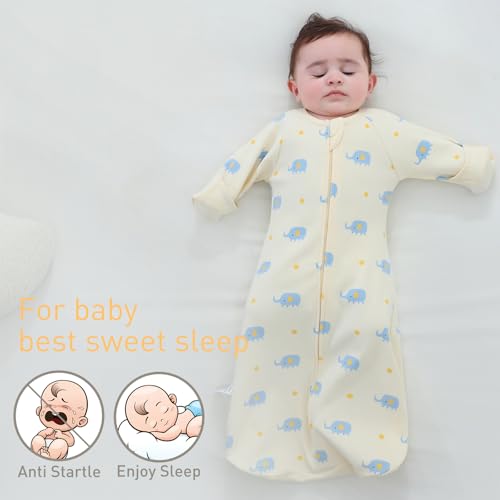 Image of Amrcbb 2 Pack Transitionsl Baby Swaddling Sacks with Arms Up & Sleeves, Mitten Cuffs, 2-Way Zipper, Sleep Sacks Blanket for Newborns - Calms Startle Reflex, Newborns Baby Boys & Girls Sleep Bag