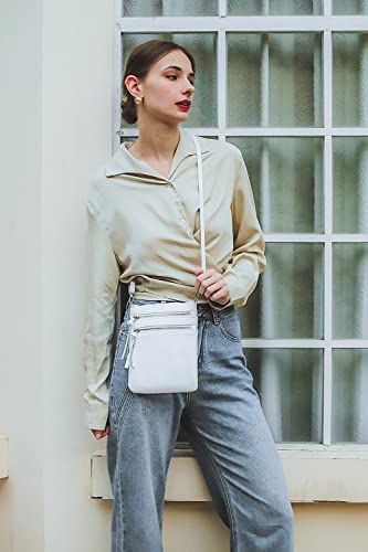 Image of befen Small Genuine Leather Crossbody Purses for Women Trendy Travel Shoulder Handbags with Multiple Zipper Pockets