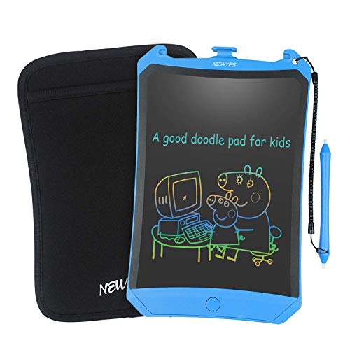 NEWYES Colorful Robot Pad 8.5 Inch LCD Writing Tablet with Lock Function Electronic Doodle Pads Drawing Board with Case and Lanyard Gifts for Kids Blue