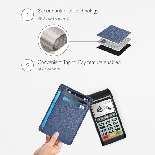 Image of Oak Leathers Leather Slim Minimalist Wallet for Men & Women RFID Front Pocket Leather Card Holder Wallets (Purple)
