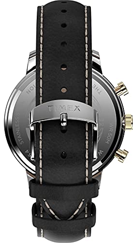 TIMEX Men Leather 3 Hands Analog Black Dial Coloured Quartz Watch, Round Dial with 45 Mm Case Width - Tw2U39100Uj, Band Color-Black - Image 3