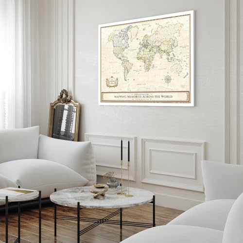 Image of DECORARTS - Oversized World Travel Map with Pins, Pin Board Canvas Wall Art, Extra Large Colorful Maps for Wall, Giclee Print, Handcrafted in USA, 40x30''