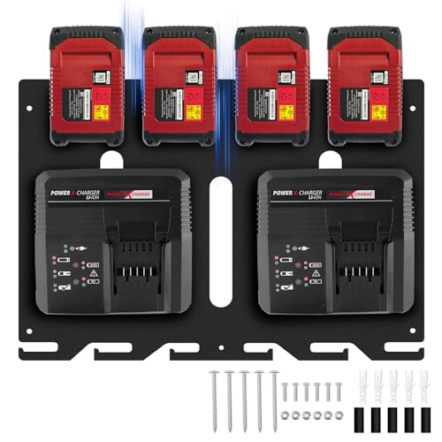 Easyhomie Soporte de pared para baterías y cargadores Ein-hell fabricado en material de hierro de alta calidad, ideal para taller y garaje