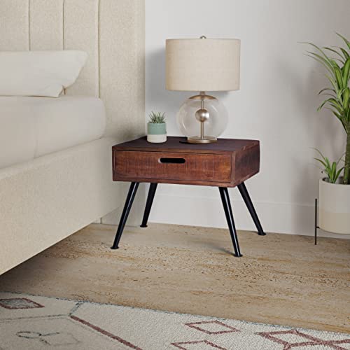 Image of Amazon Brand - Solimo Albireo Durable Bedside Table, with 1 Drawer (Acacia Wood with Natural Finish)