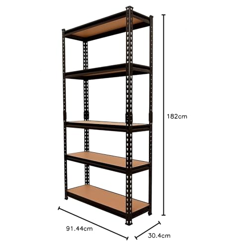 Image of Blue boy Adjustable Shelving Boltless Metal Storage Rack /Display Racks and Shelves /Organizer for Home & Kitchen /Size -72 inch H x36 L x12 D Black- 5 Tier
