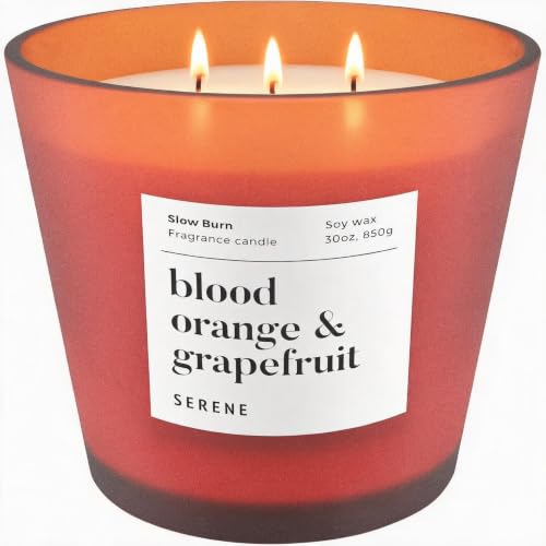 Hidden Label Blood Orange & Grapefruit Soy Candle, 30oz 3-Wick, 100H Burn