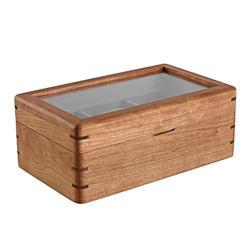 IRIVER BLANK Caja de Reloj de Madera de Cerezo: Para Relojes de Pulsera de Hombre, Regalo Vintage, Organizador Elegante y Duradero, con Soporte Incluido