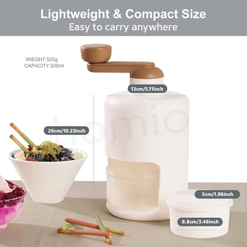 Image of Portable Ice Crusher Machine with Ice Box Mold for Home | Manual Ice Shaver Snow Cone Ice Gola Cocktails Slush Maker | Grinder Machine BPA Free Ice Hand-Cranked for Kitchen Gadgets Ice Blender