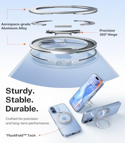 Image of TORRAS for iPhone 17 Case 360 Magnetic Durable Stand O3 Fitness Series, [Fit for MagSafe] [360 Rotating Kickstand] 4X Mil-Grade Shockproof, Camera Control Button, Slim, Crystal Clear
