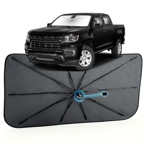 Image of Car Windshield Sun Shade for Chevrolet Colorado 2015-2022 -[Reflective Coated Fabric] Sunshade Umbrella for Front Window, Car Shades Sun Visor Keep Car Cool and Protects Interior, 1:1 Exact Fit