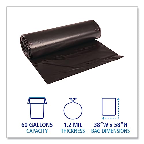Image of Boardwalk BWK519 SH-Grade Repro Can Liners, 38 inchx 58 inch, 60gal, 1.2mil, Black, 10 Bags per Roll (Case of 10 Rolls)