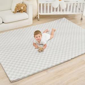 Large Vegan Leather Baby Play Mat, 59x82 inches, Waterproof & Foldable