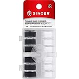 Singer Transparent Plastic Class 15 Bobbins Threaded in Case, Black and White, 12 Piece Per Pack