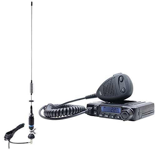 CB PNI ESCORT HP 6500 ASQ Radio Station Pack, RF Gain, 4W, 12V + CB PNI S75 Antenna with 7-9KM Cable and Fixed Mount