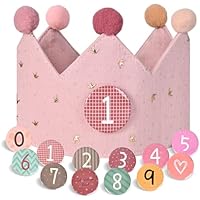 JIAWWAN Corona de Infantil Cumpleaños, Corona de Tela para