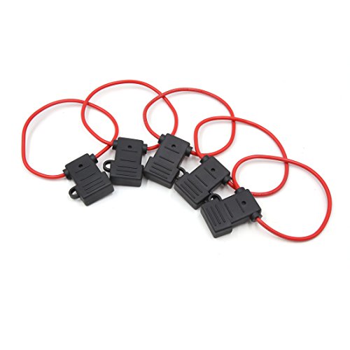XKHLQLPEF 5pcs Waterproof Red Wire Black Plastic Square Shell Cap Wired Inline Blade Fuse Holder