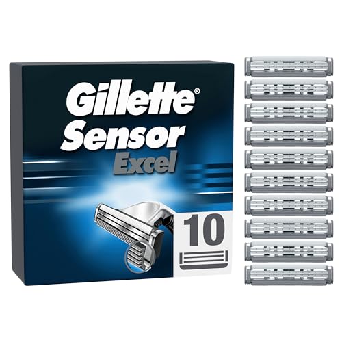 Gillette Sensor Excel Rasierklingen, Klingen für Männer, 10 Original Ersatzklingen für Herren mit...