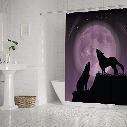 Rideau de douche imperméable loup imprimé 182x182 baignoire - 3