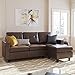 HONBAY Convertible Sectional Sofa Couch Leather L-Shape Couch with Modern Faux Leather Sectional for Small Space Apartment Brown