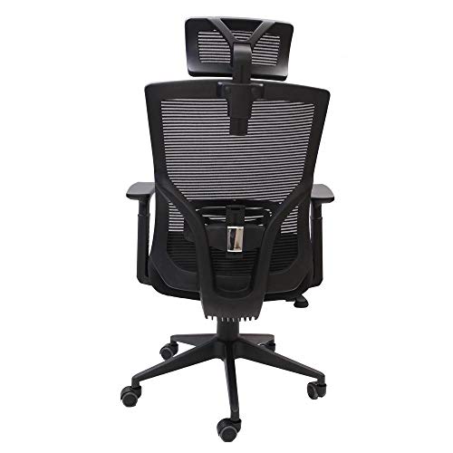 Cadeira De Escritório Presidentetela Mesh Com Apoio De Cabeça Com Ajuste de Lombar Monaco Preta
