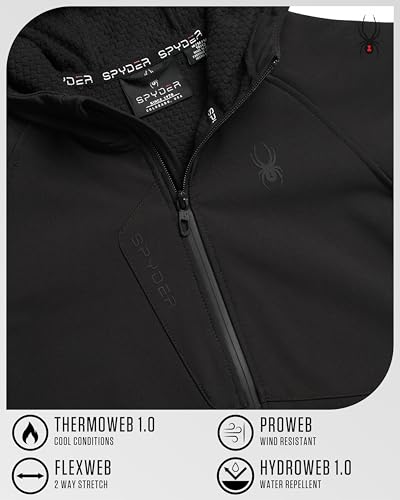 Image of Spyder Boys Softshell Jacket - Cozy Insulated Fleece Lined Softshell Winter Coat Hooded Windbreaker Jacket for Boys