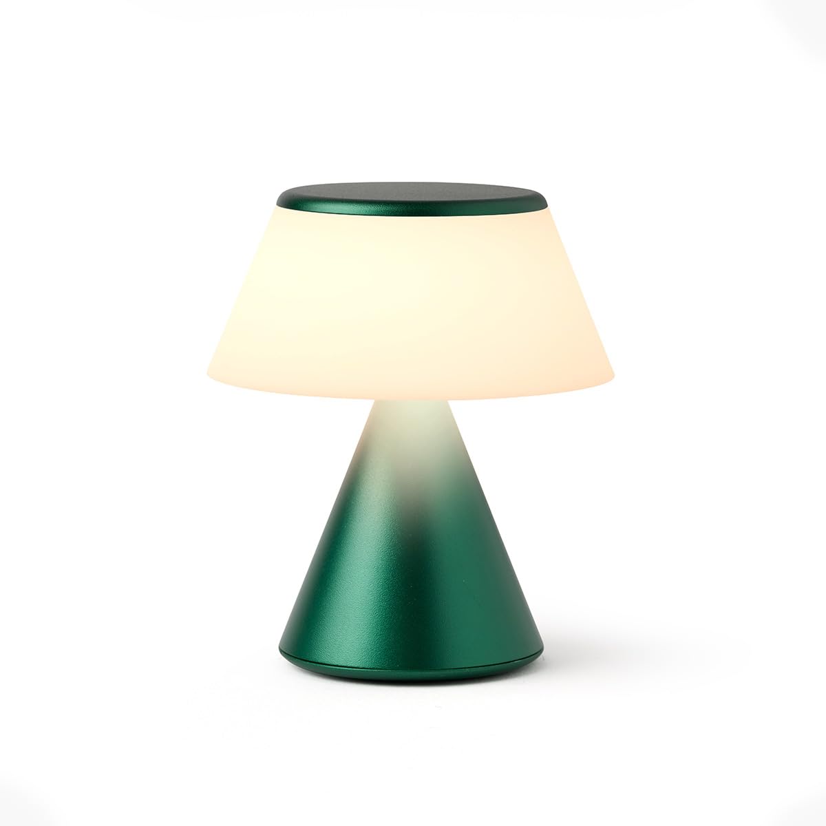 Lexon Lampe de chevet tactile LUMA S, veilleuse sans fil avec variateur d'intensité et synchronisation multi lampes, 9 couleurs LED, Rechargeable, Aluminium - Vert Sombre