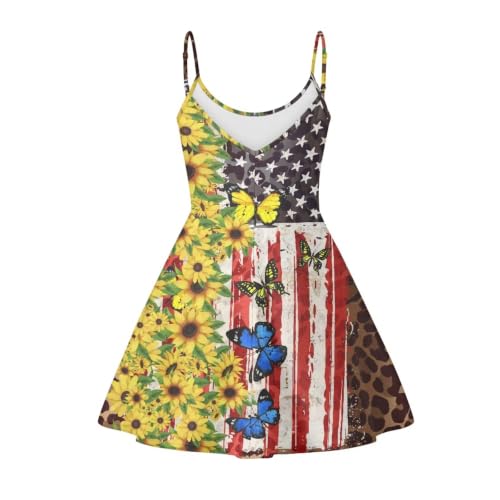 Image of Women's Spaghetti Strap Dress Summer Casual Swing Sundress Girls Beachwear Swing Mini Dress