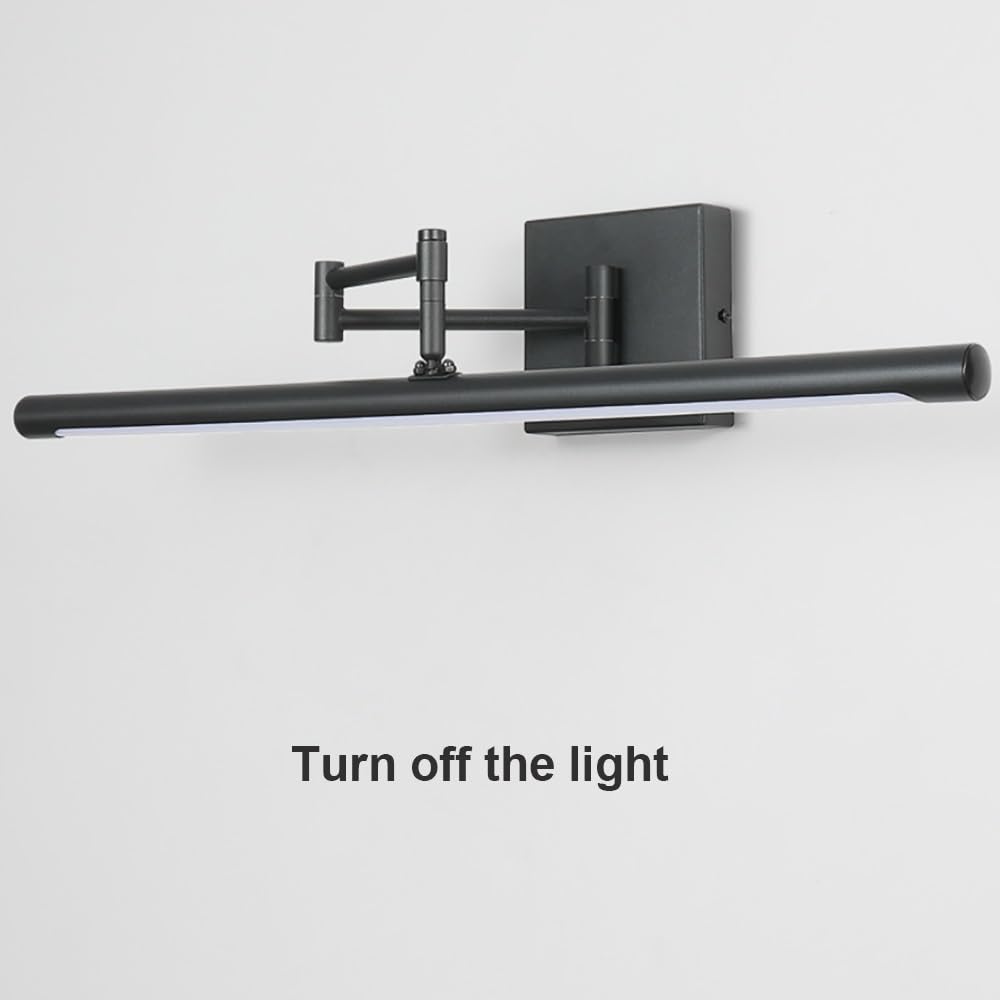 Lampada Specchio LED Moderna, Applique Bagno Lineare con Braccio Regolabile Luce per Specchio Orizzontale per Trucco e Pittura(Black(4000K),42cm/16.53in)