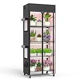 sagrynfp Indoor Greenhouse with Grow Light, 5 Tier 23.2' L×13.3' W×61.3' H Indoor Green House, with 96W Full Spectrum Growing Lamps，Metal Indoor Greenhouse for Seed Starting
