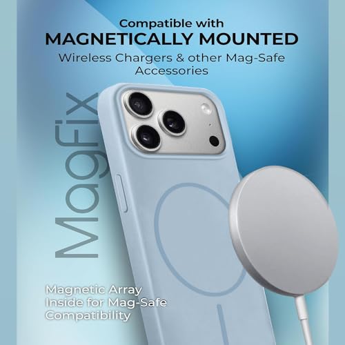 Image of iPhone 17 Pro Max Silicone Magsafe Case | Shock Proof Design & Camera Protection | Premium Rubberised Apple iPhone 17 Pro Max Cover (Microfiber Lining) | Magnetic Liquid Silicone - Sky Blue